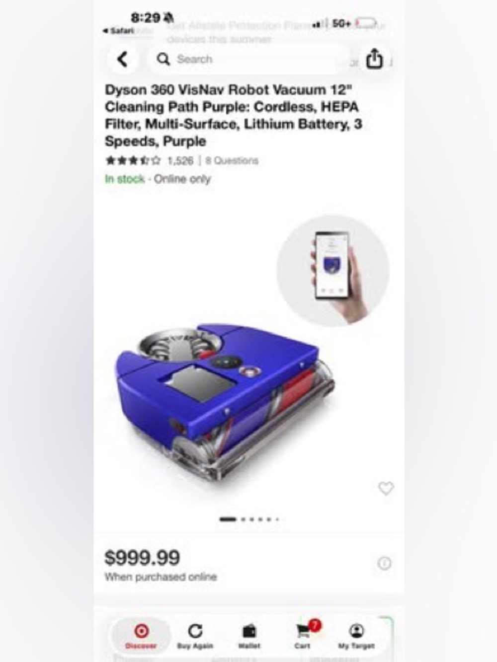 Dyson Robot Vacuum 360 in Purple and Silver